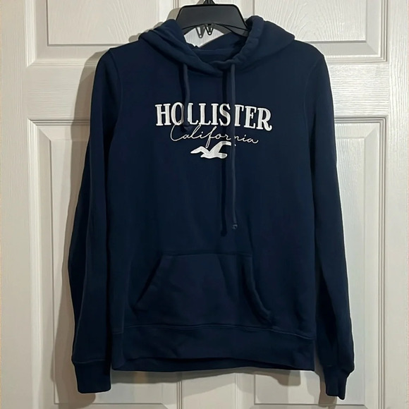 HOLLISTER Oversized Logo Graphic Hoodie- Navy Blue - Size Small - Picture 1 of 5